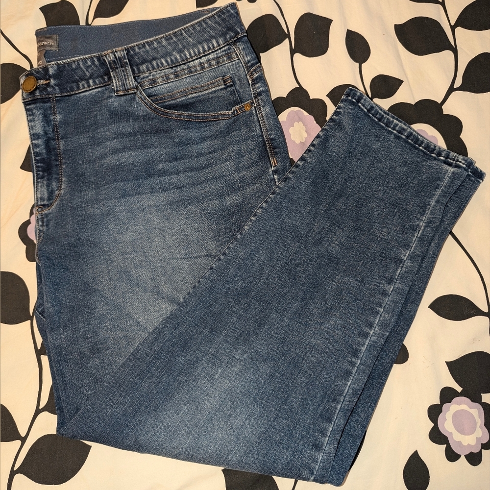 Democracy Blue Skinny Jeans with Subtle Fading